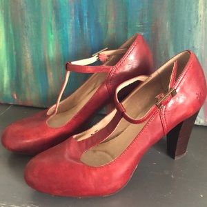 ~ Frye Red Miranda T-Strap Heels (8) ~